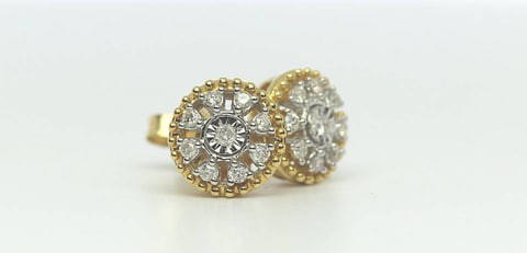 18k ILLUSION DIAMOND EARRING 0.13 CTS-Yellow Gold