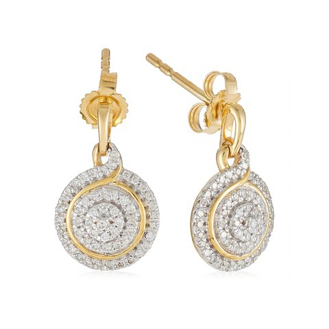 18k ILLUSION DIAMOND EARRING 0.31 CTS-Yellow Gold