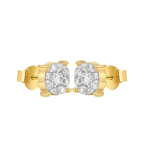 18k ILLUSION DIAMOND EARRING 0.83 CTS-Yellow Gold