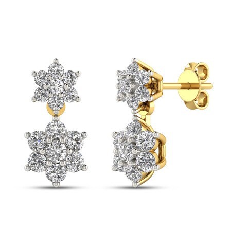 18k NAKSHATRA DIAMOND EARRING 0.37 CTS-Yellow Gold