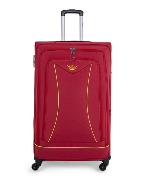Senator Brand Softside Small Check-in Size 65 Centimeter (24 Inch) 4 Wheel Spinner Luggage Trolley in Red Color LL032-24_RED