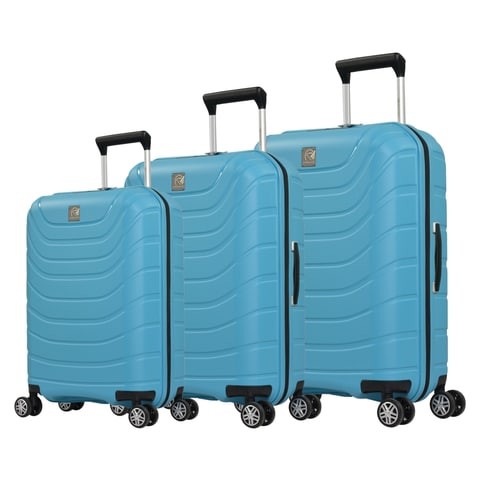 Eminent Brand 3-Piece-Set of Hardsided PP 4 Twin-Wheel Spinner Luggage Trolley in Light Blue Color B0011-3_LBL