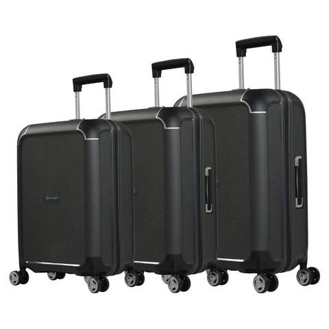 Eminent Brand 3-Piece-Set of Hardsided PP  4 Twin-Wheel Spinner Luggage Trolley in Dark Grey Color B0002-3_GRY