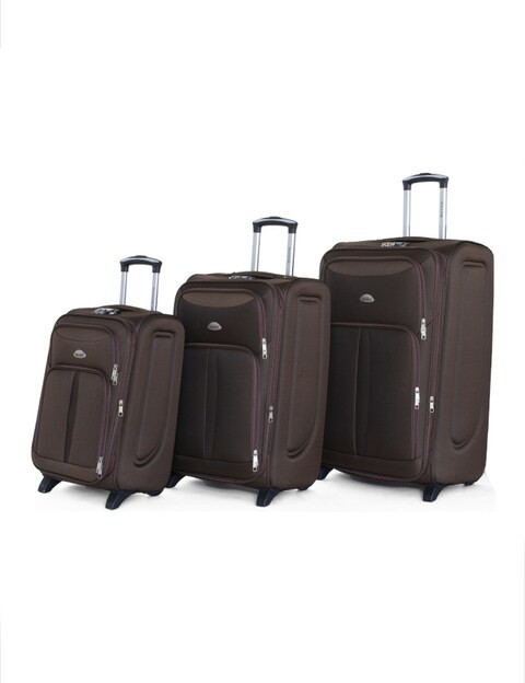 Senator Brand Softside 3 Piece Set of 2 Wheel EVA Luggage Trolley in Brown Color KH108-3_BRN