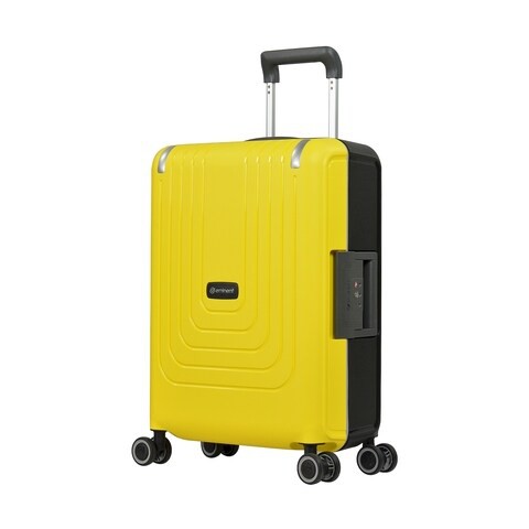 Eminent Brand Hardsided PP Small Cabin Size 53 Centimeter (20 Inch) 4 Twin-Wheel Spinner Luggage Trolley in Yellow with Black Color B0006M-20_YEL