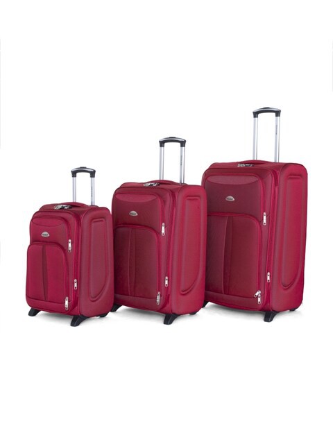 Senator Brand Softside 3 Piece Set of 2 Wheel EVA Luggage Trolley in Burgundy Color KH108-3_BGN