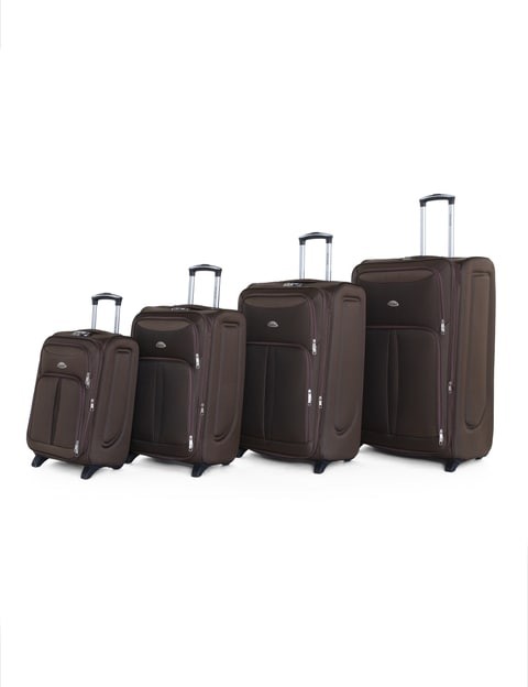 Senator Brand Softside 4 Piece Set of 2 Wheel EVA Luggage Trolley in Brown Color KH108-4_BRN