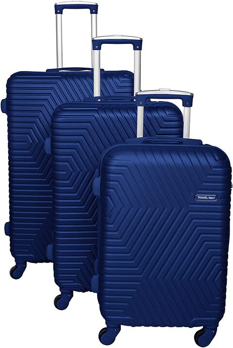 TravelWay Lightweight Luggage Set Checked Bag- 20/24/28 Inches Hardshell Suitcase Spinner Luggage for Travel   ABS Luggage with 4 Spinner Wheels (Admiral Blue, Set of 3)