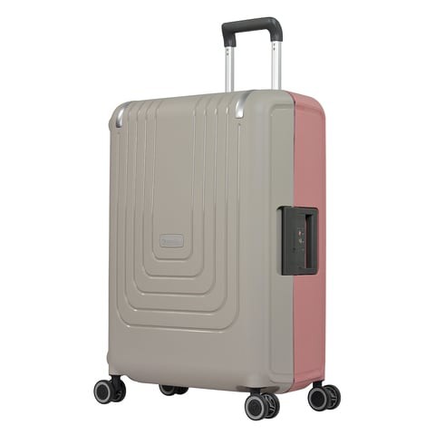 Eminent Brand Hardsided PP Small Check-in Size 66 Centimeter (26 Inch) 4 Twin-Wheel Spinner Luggage Trolley in Grey with Pink Color B0006M-26_GRY