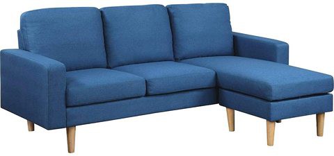 HomeCanvas Studio Luxe L-Shaped Sectional Sofa w/Reversible Chaise - 194x75x84cm Royal Blue