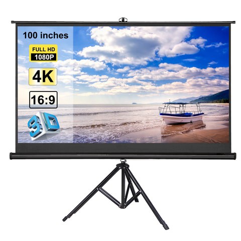 Generic 100-Inches Portable Projector Movies 16:9 Screen With Tripod Stand