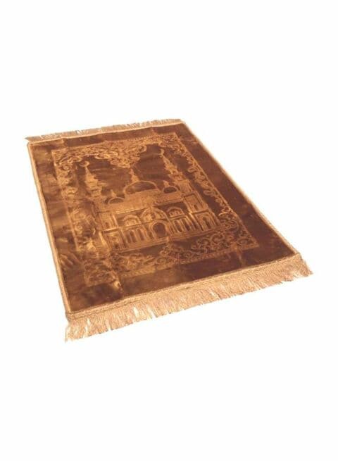 Generic Velvet Prayer Mat Brown/Gold 80X120Centimeter