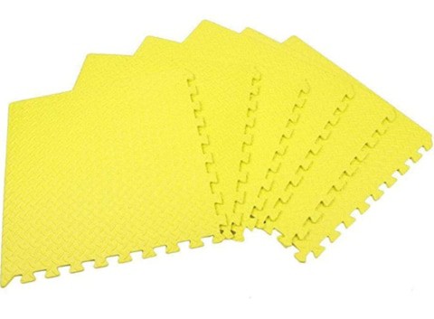 Rainbow Toys Yellow Foam Exercise Mat Puzzle Game Pad Non- Slip Stitch Interlock EVA Mat size: 100x100x2.5cm