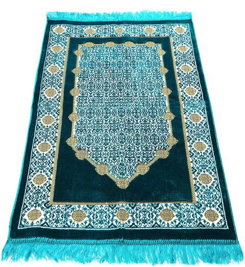 Generic Prayer Rug - Plush Velvet Turkish Carpet Janamaz Sajadah, Light Green (Size-70X110 Cm)