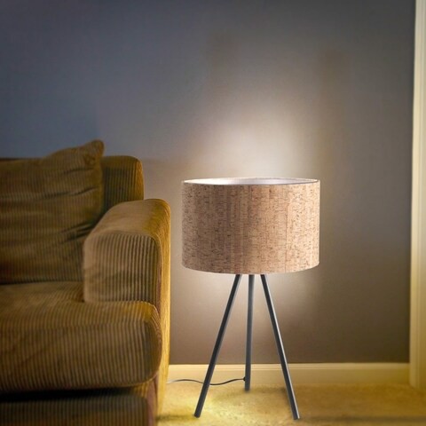 Sleek Tripod Modern Lauraine Table Lamp - Matte Black / Cork