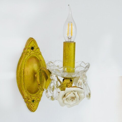 Indoor Flower Candle Wall Light W0895/1 - Gold