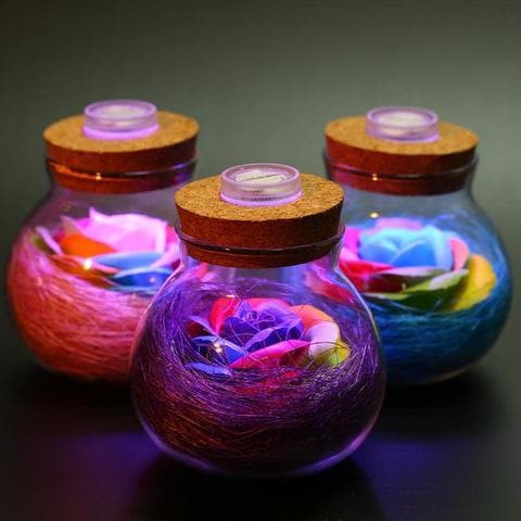 Generic - Led RGB Dimmer Lamp Night Light Flower Bottle Creative Romantic Rose Bulb Assorted Colors