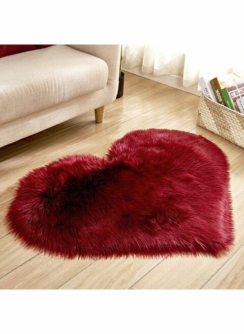 Generic - Soft Fluffy Heart Shaped Home Rug Red