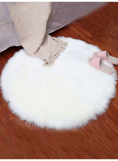 Generic Round Plush Rug White 30x30centimeter