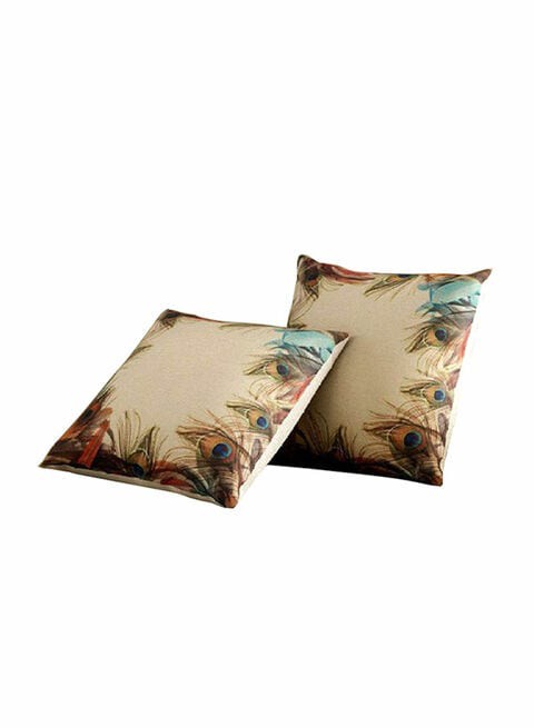 Generic 2-Piece Cushion Cover Set Beige 40 X 40cm