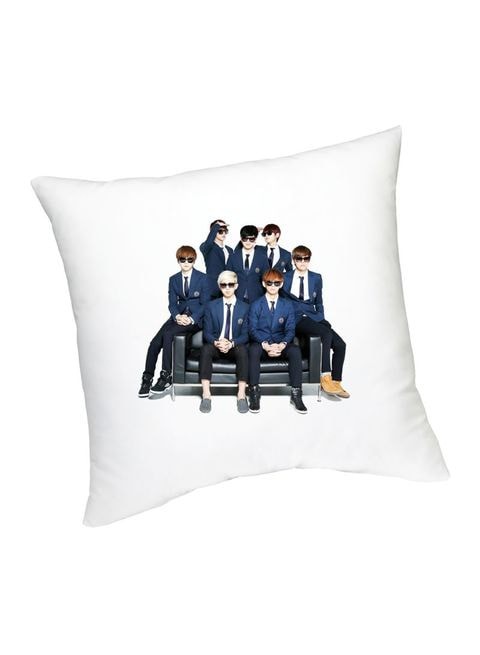 FMstyles BTS Artistic Photo Printed Cushion White/Blue/Black 45 cm