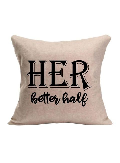 FMstyles Her Better Half Printed Cushion Beige/Black 45 cm