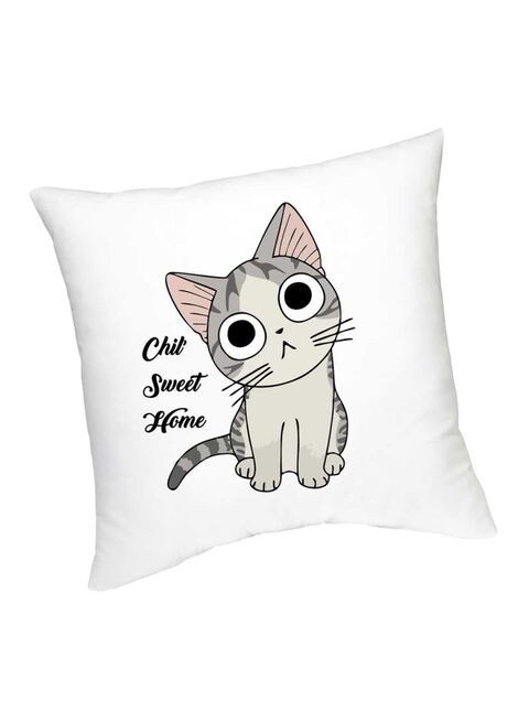 FMstyles Chil&#39; Sweet Home Cat Printed Cushion White/Grey/Black 45 cm