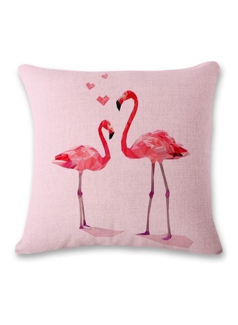 Generic - Printed Flamingo Cushion Polyester Pink/Red 45x45centimeter