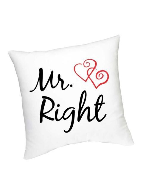 FMstyles Mr. Right Printed Cushion White/Black/Red 45 cm