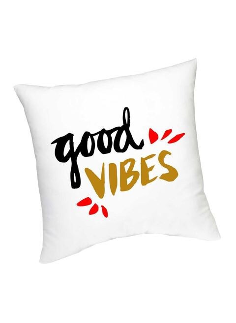 FMstyles Good Vibes Printed Cushion White/Black/Gold 45 cm