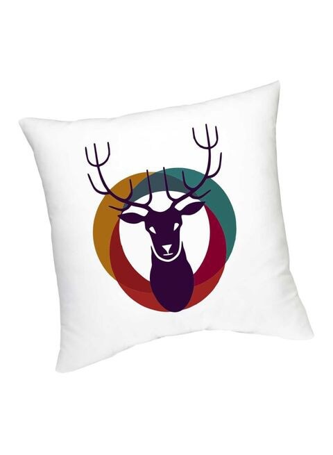 FMstyles Deer Face Printed Cushion White/Red/Purple 45 cm