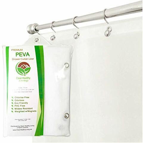 Clean Healthy Living Premium Peva Frost Shower Curtain Liner With Magnets &amp; Suction Cups - 70 X 71 In. Long