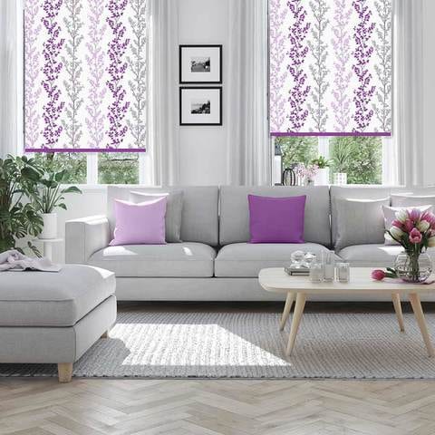 Branches Plum  Blackout Roller Blinds W: 180cm H: 200cm