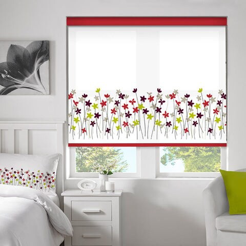 Borderflower Cherry  Blackout Roller Blinds W: 150cm H: 200cm