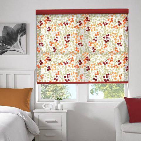 Berries Orange Translucent Roller Blinds W: 90cm H: 200cm