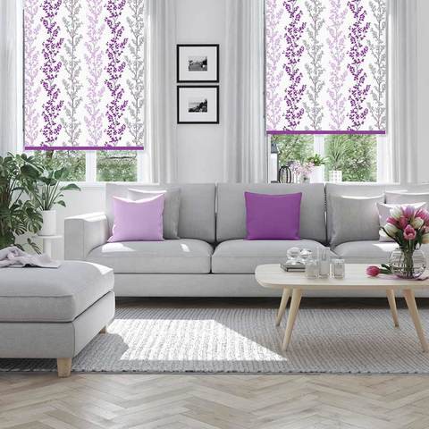 Branches Plum  Translucent Roller Blinds W: 180cm H: 200cm