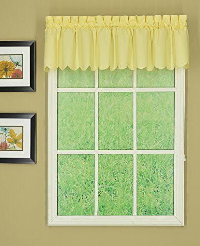 Today&#39;s Curtain Orleans 12&quot; Valance Tambour Scallop Edge Curtain, Buttercup, 60&quot; W X L