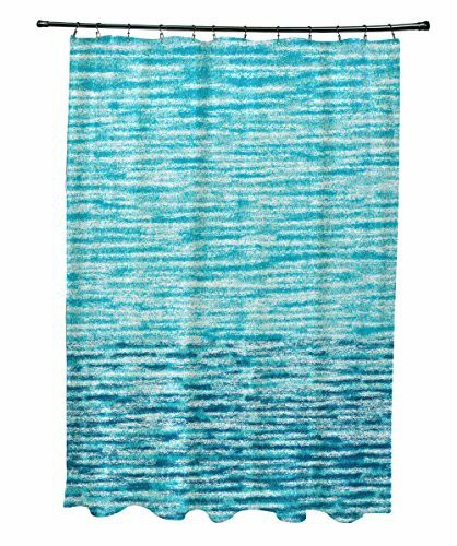 E By Design Scgn479Bl27Bl11 Ocean View, Geometric Print Shower Curtain, Teal