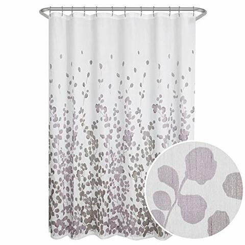 Maytex Sylvia Printed Faux Silk Fabric Shower Curtain, Purple