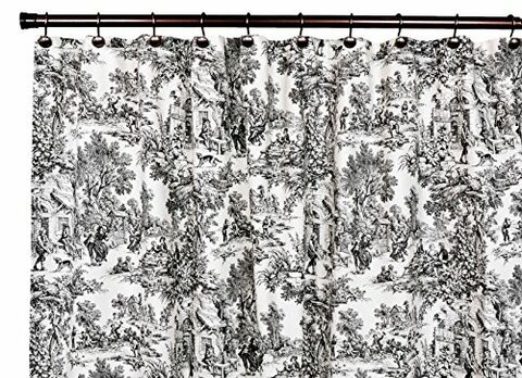 Ellis Curtain Victoria Park Toile Bathroom Shower Curtain, Black