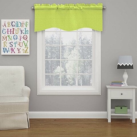 Eclipse Kendall Solid Scalloped Window Valance Curtains, 42&quot; X 18&quot;, Lime