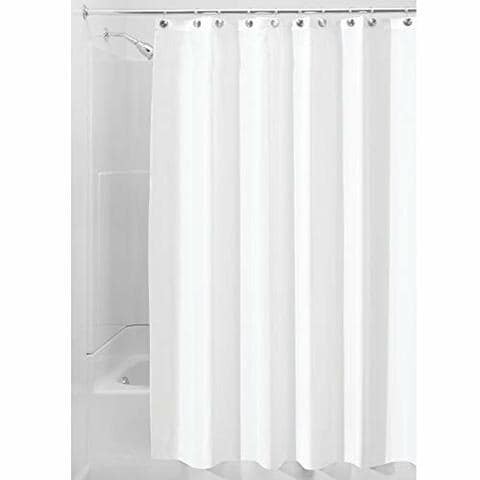 Idesign Fabric Shower, Modern Mildew-Resistant Bath Curtain Liner For Master, Kid&#39;s, Guest Bathroom, Extra Wide, White