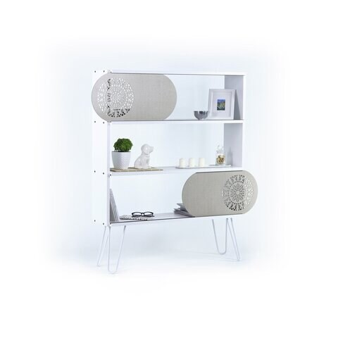 Home Canvas Illia 3Shelves Bookshelves With Metal Leg - White
