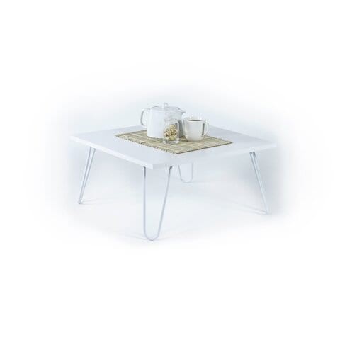 Home Canvas Illia Coffee Table with Metal Leg- White