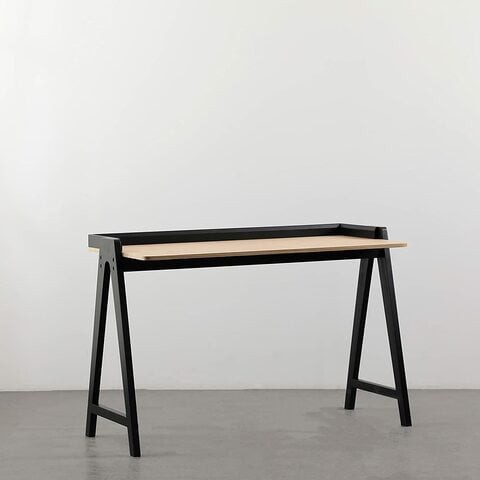 KAI Desk, Modern Nordic Desk, Study desk, Computer Desk for home office with Solid Wood Base & Oak Top By Daamudi (Black)