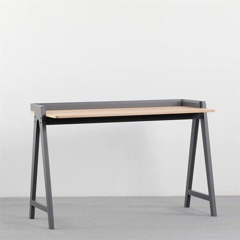 KAI Desk, Modern Nordic Desk, Study desk, Computer Desk for home office with Solid Wood Base & Oak Top By Daamudi (Grey)