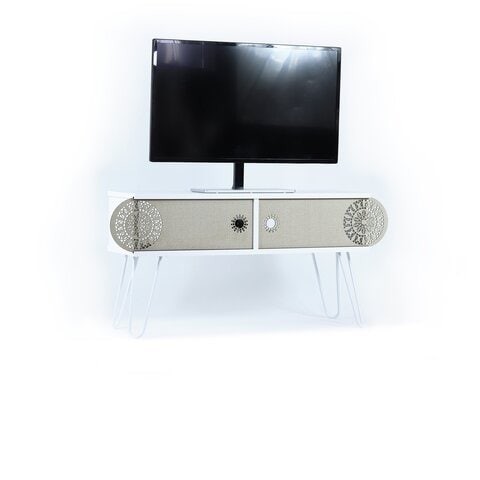 Home Canvas Illia Contemporary TV Stand for Living Room, TV Unit Media Easy Assembly - White