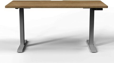 Navodesk Height Adjustable Gaming Desk, Workstation, Bluetooth Enabled Gray Frame + Top (Golden Oak, 47 x 30 inch)