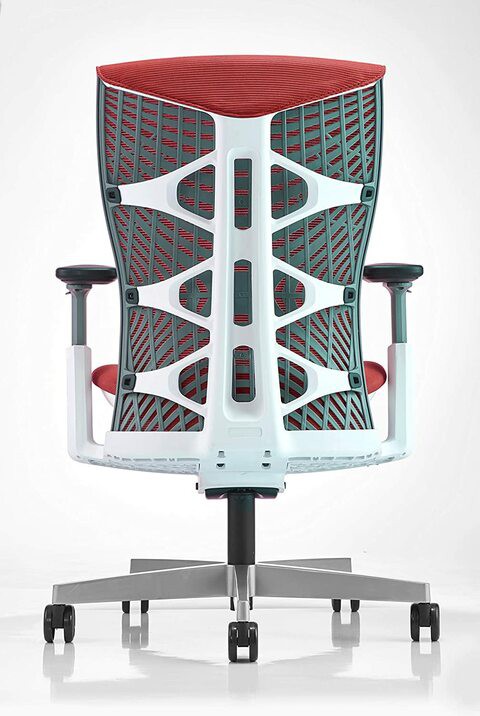 ICON Chair, Premium Ergonomic Gaming &amp; Office Chair by Navodesk (Red Mesh, White Frame)