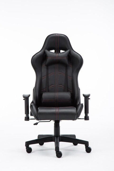 Goldedge - Goldedge All Black Hard Core Pu Leather Video Gaming Adjustable Chair